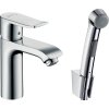Hansgrohe Metris New, umyvadlová baterie s ruční sprchou Bidette, s výpustí, chromová, 31285000