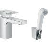 Hansgrohe Vernis Shape, umyvadlová baterie 100 s ruční sprchou Bidette, chromová, 71216000