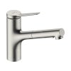 Hansgrohe Zesis M33, dřezová baterie 150, s výsuvnou sprškou, vzhled nerezový 74800800