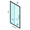 Rea Rapid Slide Wall, 3-stěnný sprchový kout s posuvnými dveřmi 130 (dveře) x 90 (stěna) x 195 cm, 6mm čiré sklo, černý profil, KPL-09884