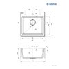 Deante Evora, 1-komorový granitový dřez 500x500x216 mm, šedá, DEA-ZQJ_S103