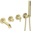 Deante Silia, podomítková 4-otvorová vanová baterie se sprchovou soupravou, zlatá matná, DEA-BQS_R18P