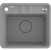 Deante Momi, 1-komorový granitový dřez 500x440x230 mm s úsporným sifonem, šedá metalíza, DEA-ZKM_S103