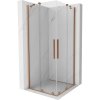 Mexen Velar Duo, sprchový kout s posuvnými dveřmi 100(dveře) x 100(dveře) cm, 8mm čiré sklo, měděná matná profil, 871-100-100-02-65