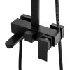 Erga Cube, sprchová souprava s pákovou baterií, vanovou výlevkou a dešťovou hlavicí 25x25cm, černá matná, ERG-YKA-BP.CUBE-25-BLK