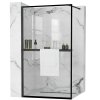 Rea Bler, sprchová zástěna typ Walk-In 70x195cm, 8mm čiré sklo, černý profil + police a věšák na ručníky EVO, KPL-K7636