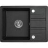 Laveo Stella, 1-komorový granitový dřez 580x440x163 mm s krátkým odkapávačem, černá, LAV-SBY_713T