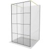 Mexen Kioto, sprchová zástěna Walk-In 120 x 200 cm, 8mm sklo černý vzor, ​​zlatý matný profil, 800-120-002-55-77