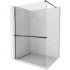 Mexen Kioto, sprchová zástěna Walk-In Walk-in 95 x 200 cm, 8mm čiré sklo, černý profil + věšák na ručníky s poličkou, 800-095-121-70-00
