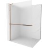 Mexen Kioto+ L, sprchová zástěna Walk-In s poličkou a věšákem 100 x 200 cm, 8mm sklo námraza, růžové zlato profil, 800-100-123-60-30