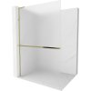 Mexen Kioto+ L, sprchová zástěna Walk-In s poličkou a věšákem 100 x 200 cm, 8mm sklo námraza, zlatý lesklý profil, 800-100-123-50-30
