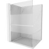 Mexen Kioto+ L, sprchová zástěna Walk-In s poličkou a věšákem 70 x 200 cm, 8mm čiré sklo-námraza, bílý profil, 800-070-123-20-35