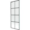 Mexen Next L, 1-křídlová vanová zástěna 70 x 150 cm, 6mm čiré sklo-černý vzor, ​​grafitový profil, 895-070-000-03-77-66