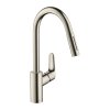 Hansgrohe Focus M41, kuchyňská páková baterie 240 s výsuvnou sprškou, 2jet, vzhled nerezu, HAN-31815800