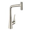 Hansgrohe Metris Select M71, kuchyňská páková baterie 320 s vytahovacím výtokem, 1jet, vzhled nerezu, HAN-14884800