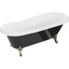Mexen Retro, volně stojící vana 170 x 75 cm, bílá-černá, zlaté nohy, 53251707575-50