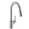 Hansgrohe Focus M42, dřezová baterie M429-H220 s výsuvnou sprškou, vzhled nerezavějící oceli, HAN-71800800
