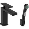 Hansgrohe Tecturis E, páková umyvadlová baterie 110 s ruční sprchou Bidette, černá matná, HAN-73210670