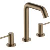 Hansgrohe Tecturis S, 3-otvorová umyvadlová baterie 150 EcoSmart+ s odtokovou soupravou Push-Open, kartáčovaný bronz, HAN-73330140