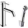 Hansgrohe Tecturis S, páková umyvadlová baterie 110 s ruční sprchou Bidette, chromová, HAN-73211000