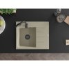 Mexen Ben, 1-komorový granitový dřez 600x500x190 mm, levý + černý sifon, béžová, 6522605000-69-B