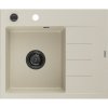 Mexen Ben, 1-komorový granitový dřez 600x500x190 mm, levý + černý sifon, béžová, 6522605000-69-B