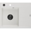 Mexen Ben, 1-komorový granitový dřez 600x500x190 mm, levý + černý sifon, bílá, 6522605000-20-B