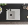 Mexen Ben, 1-komorový granitový dřez 600x500x190 mm, levý + černý sifon, bílá, 6522605000-20-B