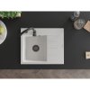 Mexen Ben, 1-komorový granitový dřez 600x500x190 mm, levý + černý sifon, bílá, 6522605000-20-B