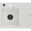 Mexen Ben, 1-komorový granitový dřez 600x500x190 mm, levý + černý sifon, bílá, 6522605000-20-B