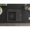 Mexen Ben, 1-komorový granitový dřez 600x500x190 mm, levý + černý sifon, černá skvrnitá, 6522605000-76-B
