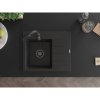 Mexen Ben, 1-komorový granitový dřez 600x500x190 mm, levý + černý sifon, černá-zlatá metalíza, 6522605000-75-B
