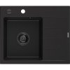 Mexen Ben, 1-komorový granitový dřez 600x500x190 mm, levý + černý sifon, černá, 6522605000-77-B