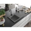 Mexen Ben, 1-komorový granitový dřez 600x500x190 mm, levý + černý sifon, šedá, 6522605000-71-B