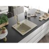 Mexen Ben, 1-komorový granitový dřez 600x500x190 mm, levý + zlatý sifon, béžová, 6522605000-69-G
