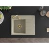 Mexen Ben, 1-komorový granitový dřez 600x500x190 mm, levý + zlatý sifon, béžová, 6522605000-69-G
