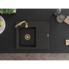 Mexen Ben, 1-komorový granitový dřez 600x500x190 mm, levý + zlatý sifon, černá-zlatá metalíza, 6522605000-75-G
