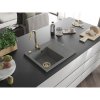 Mexen Ben, 1-komorový granitový dřez 600x500x190 mm, levý + zlatý sifon, šedá, 6522605000-71-G