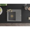 Mexen Ben, 1-komorový granitový dřez 600x500x190 mm, levý + zlatý sifon, šedá, 6522605000-71-G