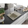 Mexen Ben, 1-komorový granitový dřez 600x500x190 mm, levý+ chromový sifon, béžová, 6522605000-69