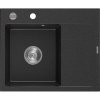 Mexen Ben, 1-komorový granitový dřez 600x500x190 mm, levý+ chromový sifon, černá-stříbrná metalíza, 6522605000-73