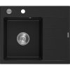 Mexen Ben, 1-komorový granitový dřez 600x500x190 mm, levý+ chromový sifon, černý, 6522605000-77