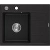 Mexen Ben, 1-komorový granitový dřez 600x500x190 mm, levý+ chromový sifon, černý, 6522605000-77
