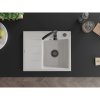 Mexen Ben, 1-komorový granitový dřez 600x500x190 mm, pravý + černý sifon, bílá, 6523605000-20-B