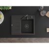 Mexen Ben, 1-komorový granitový dřez 600x500x190 mm, pravý + černý sifon, černá skvrnitá, 6523605000-76-B