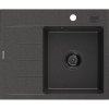 Mexen Ben, 1-komorový granitový dřez 600x500x190 mm, pravý + černý sifon, černá skvrnitá, 6523605000-76-B