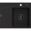Mexen Ben, 1-komorový granitový dřez 600x500x190 mm, pravý + černý sifon, černá, 6523605000-77-B