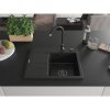 Mexen Ben, 1-komorový granitový dřez 600x500x190 mm, pravý + černý sifon, černá, 6523605000-77-B