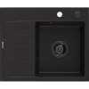 Mexen Ben, 1-komorový granitový dřez 600x500x190 mm, pravý + černý sifon, černá, 6523605000-77-B