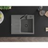 Mexen Ben, 1-komorový granitový dřez 600x500x190 mm, pravý + černý sifon, šedá, 6523605000-71-B